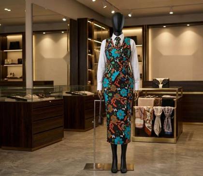 Printed wrap vest and skirt with white shirt