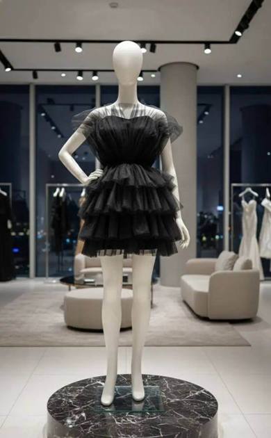 Black tiered tulle mini dress